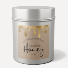 金ゴールドドリップス100%純粋な蜂蜜の瓶クラフトラベル スクエアシール