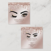 金ゴールドドリップズラッシュズ美しいメイクアップガールラッシュ スクエア名刺 (正面/裏面)