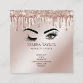 金ゴールドドリップズラッシュズ美しいメイクアップガールラッシュ スクエア名刺 (裏面)