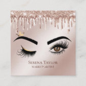 金ゴールドドリップズラッシュズ美しいメイクアップガールラッシュ スクエア名刺 (正面)