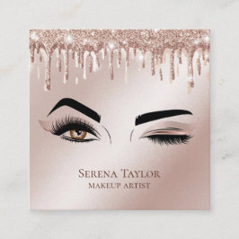 金ゴールドドリップズラッシュズ美しいメイクアップガールラッシュ スクエア名刺