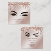 金ゴールドドリップズラッシュズ美しいメイクアップガールラッシュ スクエア名刺 (正面/裏面)