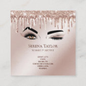 金ゴールドドリップズラッシュズ美しいメイクアップガールラッシュ スクエア名刺 (裏面)