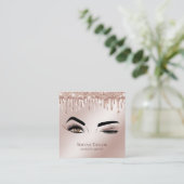 金ゴールドドリップズラッシュズ美しいメイクアップガールラッシュ スクエア名刺 (スタンド正面)