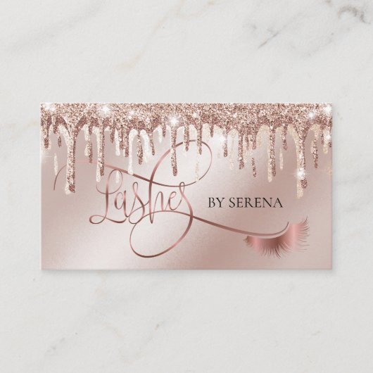 金ゴールドドリップズラッシュズ美しいメイクアップガールラッシュ 名刺 (正面)