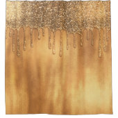 金ゴールドドリップハニーグリッターかわいらしドリップ シャワーカーテン (正面)