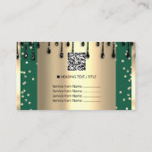 金ゴールドドリップフレームグリッター紙吹雪ブラックグリーン 名刺 (裏面)