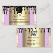 金ゴールドドリップフレームグリッター紙吹雪ブラックピンク 名刺 (正面/裏面)