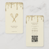 金ゴールドドリップモダングリッターウィスクベーカリーペストリー 名刺 (正面/裏面)