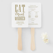 金ゴールドドリンクとビー結婚した結婚式 プログラム ハンドファン (正面&裏面)