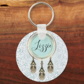 金ゴールドドリームキャッチャー抽象芸術 パーソナライズされた キーホルダー (正面)