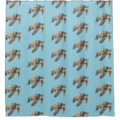 金ゴールドドリームシーカメ シャワーカーテン (正面)