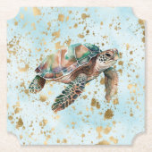 金ゴールドドリームシーカメ ペーパーコースター (正面)