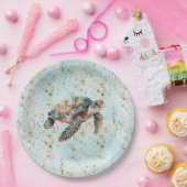 金ゴールドドリームシーカメ ペーパープレート (パーティー)