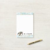 金ゴールドドリームシーカメ ポストイット (デスク上)