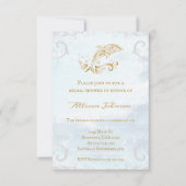 金ゴールドドルフィンブライダルシャワー招待状 招待状 (正面)