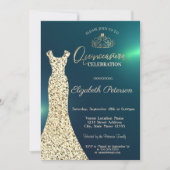 金ゴールドドレエレガントスティアラグリーンキンセアニラ 招待状 (正面)