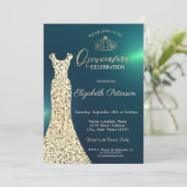 金ゴールドドレエレガントスティアラグリーンキンセアニラ 招待状 (スタンド正面)