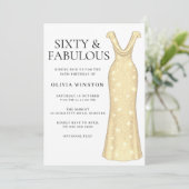 金ゴールドドレエレガントス女性60thバースデーパーティー 招待状 (スタンド正面)