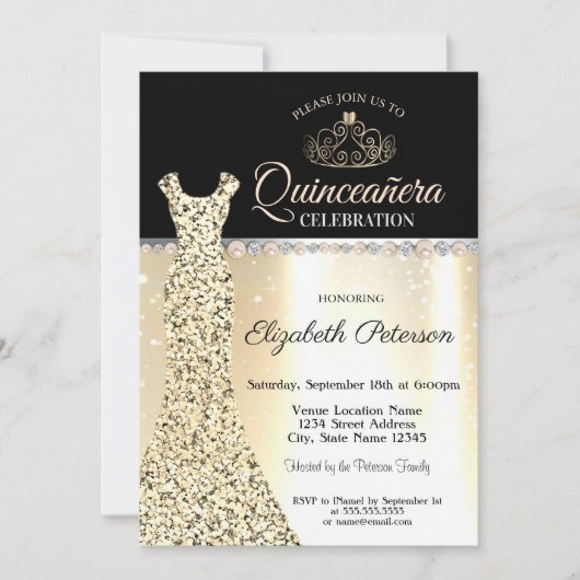 金ゴールドドレエレガントス、ダイアモンズパールクインチェニェラ 招待状 (正面)
