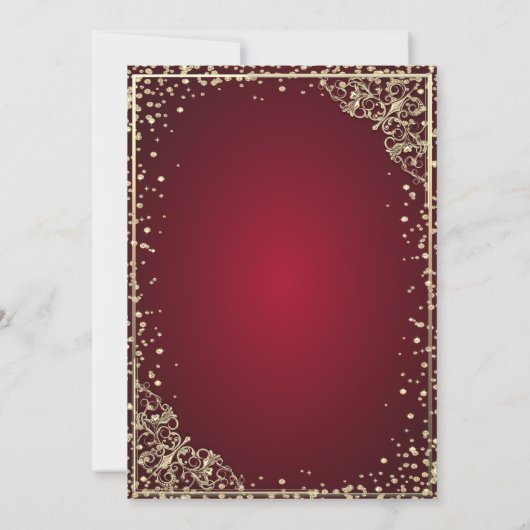 金ゴールドドレスダイアモンズフローラレッドキンセアニラ 招待状 (裏面)