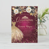 金ゴールドドレスダイアモンフラワーズブルガンディキンセアニラ 招待状 (スタンド正面)