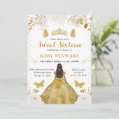 金ゴールドドレスダークスキンプリンセススウィート16 招待状 (スタンド正面)