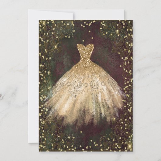 金ゴールドドレスティアラダイヤモンドレトロキンセアニラ 招待状 (裏面)