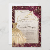 金ゴールドドレスティアラブルゴーニュフラワーズキンセアニラ 招待状 (正面)