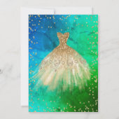 金ゴールドドレスティアラ、ダイアモンズグリーンブルーキンセアニラ 招待状 (裏面)