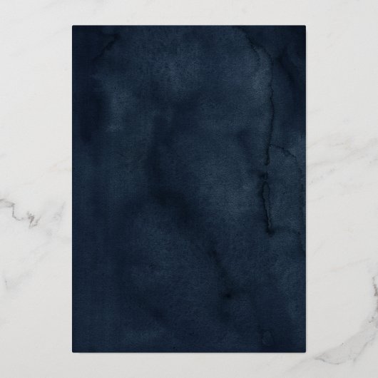 金ゴールドドレスネイビーフローラバタフライキンセアニェラ 箔招待状 (裏面)