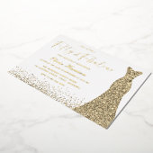 金ゴールドドレスフィフティ&ファブラス50th誕生日ゴールデン 箔招待状 (回転した状態)