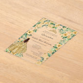 金ゴールドドレスフローラフォーマルキンセアニェラ アクリル招待状 (レイダウン)