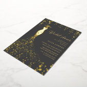 金ゴールドドレスブライダルシャワーフォイル招待状 箔招待状 (回転した状態)