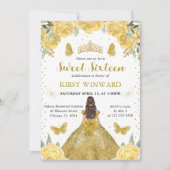 金ゴールドドレスブルネットプリンセススウィート16 招待状 (正面)