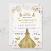 金ゴールドドレスブロンドプリンセスキンセアニェラ 招待状 (正面)