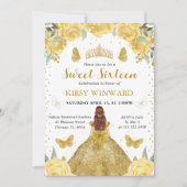 金ゴールドドレスレッドヘアプリンセススウィート16 招待状 (正面)