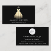 金ゴールドドレスロゴファッションブティックオンラインショップフェイク 名刺 (正面/裏面)