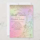 金ゴールドドレス、ダイヤモンドホログラフィックブライダルシャワー 招待状 (正面)