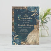 金ゴールドドレス、バラ、ティアラ、ダイアモンズグリーンキンセアニラ 招待状 (スタンド正面)