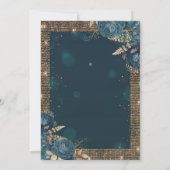 金ゴールドドレス、バラ、ティアラ、ダイアモンズグリーンキンセアニラ 招待状 (裏面)