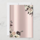 金ゴールドドレス、フレームバラ、ダイヤモンドバラ金ゴールド 招待状 (裏面)