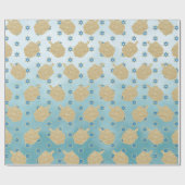 金ゴールドドレデルスターアクアターコイズブルーハヌカー ラッピングペーパー (フラット)