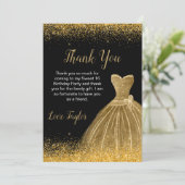 金ゴールドドレフェイクスグリッタースウィート16誕生日 サンキューカード (スタンド正面)