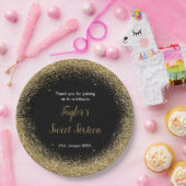 金ゴールドドレフェイクスグリッタースウィート16誕生日 ペーパープレート (パーティー)