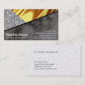 金ゴールドドレープ黒エレガント大理石レースカラーブロック 名刺 (正面/裏面)