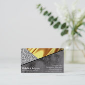 金ゴールドドレープ黒エレガント大理石レースカラーブロック 名刺 (スタンド正面)