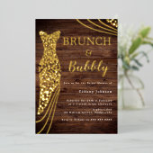 金ゴールドドレ素朴スブライダルシャワーブランチ&バブリー 箔招待状 (立ち正面)