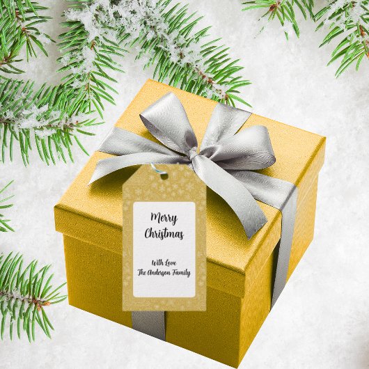 金ゴールドドードルクリスマスそりパターン ギフトタグ