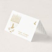 金ゴールドドーブ（ユダヤ教）メノラーハンヌカプレイスシーティングカード 名刺 (裏面)